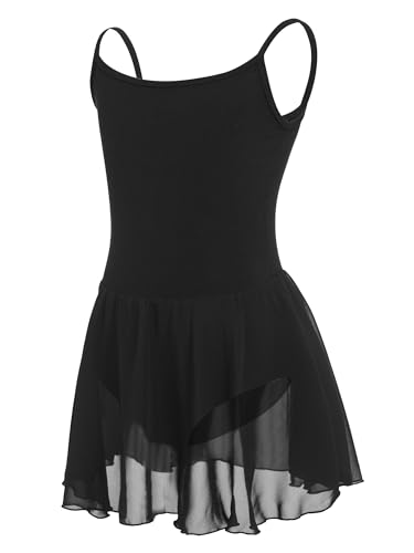 Eisnnu Mädchen Ballettkleidung Ärmellos Balletttrikot Verstellbarem Riemen Tanzkleid Baumwolle Ballettanzug Ballettbody mit Chiffon Rock Tütü 2-14 Jahre