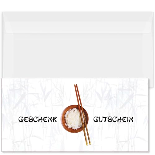 GESCHENKGUTSCHEINcom. 25 Formulare zum Erstellen eigener Gutscheine + Kuvert, für China-Restaurant Gastgewerbe. G92141-25-V1