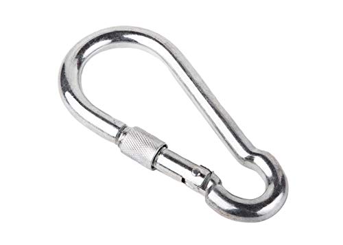 (4 Stück) Karabiner aus verzinktem Stahl 4 x 40 mm DIN 5299D Federschnappschlüssel Kettenclip Haken Schraubverschluss mit Schraubverschluss (4)