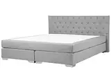 Beliani Stilvolles Boxspringbett im Glamour Stil hellgrau Leinenoptik 180 x 200 cm Duchess