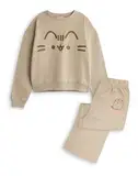 Pusheen Set aus Sweatshirt und Jogginghose für Mädchen | Pullover und Hose mit grafischem Print „Big Kinder in Beige