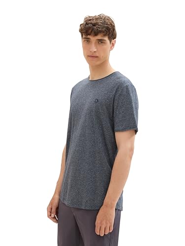 TOM TAILOR Denim Herren 1043492 Basic T-Shirt in Melange-Optik, 10668-Sky Captain Blue, M
