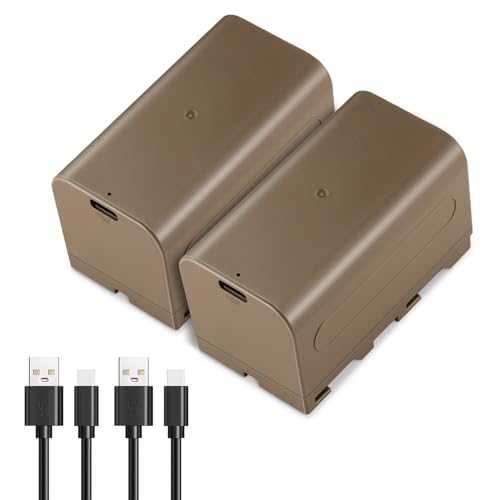 NEEWER 2 Stück NP-F750 Battery 7000mAh Ersatzakkus, 5,4 Std. volle Ladezeit mit USB Typ C Anschluss/Kabel wiederaufladbarer Kamera Videokamera Videoleuchte Monitor Akku für Sony NP-F550 F750 F950 F970