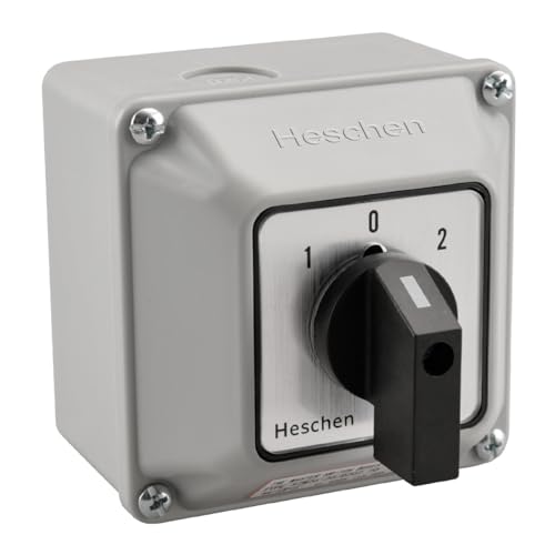 Heschen Universal-Drehschalter, SZW26-20/D202.2D, 660V 20A, ON-OFF-ON 3 Positionen, 2 Phasen, 8 Klemmen, mit Hauptschalter-Außenbox (Größere Box)