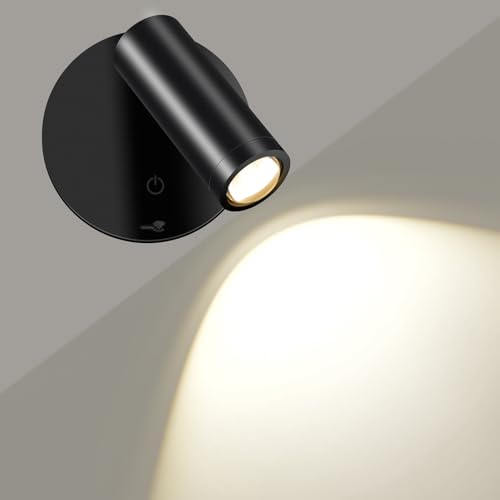 SMY Lighting LED Wandleuchte Innen, Spot Kabellose mit Akku, 3 Farbtemperaturen, Timing Funktion, Touch-und Fernbedienung, Dimmbar Strahler für Schlafzimmer Wohnzimm Wandbild
