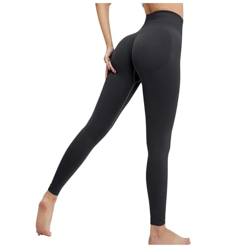 2025 Damen Outdoor Neue Nahtlose Pfirsich Hüfte Yoga Hosen Hosen Nackt Hüfte Sport Strumpfhosen Yoga Kleidung Fitness Hosen Winterleggings Damen Gefüttert Mit Taschen (Black, S)