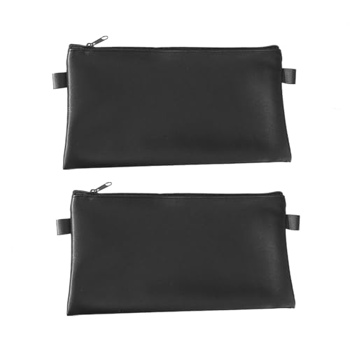 2 Stück Geldtasche,Geldtaschen Banktasche,PU Leder Reißverschluss Design,Banktasche,Geldmappe,Geldtaschen,Geldtasche Klein,Geld Taschen,Banktasche Leder,für Business,Haushalt,Schule(Schwarz)