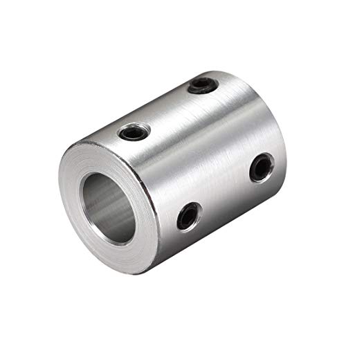 sourcing map Wellenkupplung Verbinder 10mm bis 10mm Bohrung Starre Kupplung 25mm Länge 20mm Durchm. Aluminiumlegierung Silber Ton