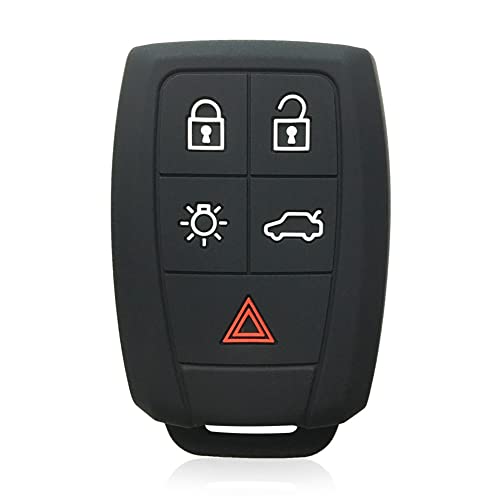 Otai Autoschlüssel Abdeckung aus Silikon Fall Kompatibel mit Volvo XC90 C30 C70 S60 D5 V50 S40 Autoschlüssel Shell (Schwarz A)