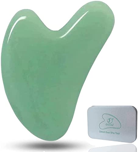Ditind Gua Sha Jade Stein Massagewerkzeug für Gesicht und Körper - Hautmassage Set für Giftstoffe, Faltenprävention, SPA, Akupunktur und Triggerpunktbehandlung