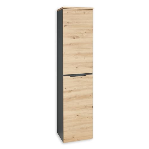 MEMPHIS Aktenschrank in Artisan Eiche Optik, Graphit - Moderner Büroschrank - 45 x 197 x 38 cm (B/H/T)