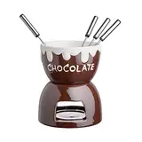 BUTLERS Schokoladenfondue Set für 4 Personen – CHOCOLATE LOVE – Teelicht Schokofondue aus Keramik mit Edelstahl Gabeln | Kleines Fondueset für Schokolade Käse | 6-teiliges Schoko Fondue Teelichthalter