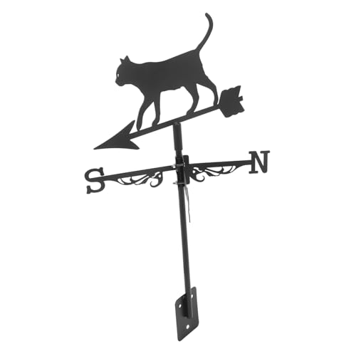 ROMISBABA Katze Wetterfahne Bauernhof Wetterfahne Retro Windfahne Wind Wetterfahne Vintage Wetterfahne Indikator Dachdekoration Garten Wetterfahne Tier Wetterfahne Schwarzer Edelstahl