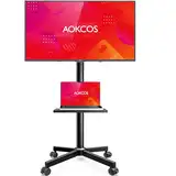 AOKCOS TV Ständer Rollbar für 32-65 Zoll Fernseher, TV Wagen mit Tablett, Fernsehständer Höhenverstellbar, Mobiler TV Standfuss mit Rollen, TV Rollwagen bis 40kg, Max. VESA 400x400mm