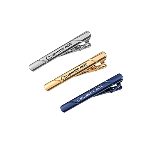 CGFN Herren Personalisierte Krawattenklammer, Krawattenklammer mit Anpassen Text, Klassische Herren Skinny Krawattenklammer für Geschäft Hochzeitstag und Alltag (Silber)