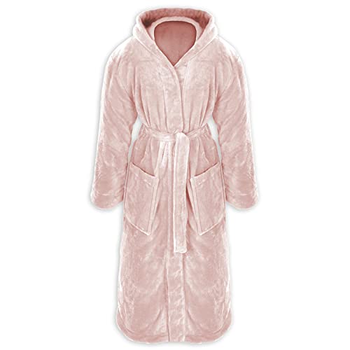 Gräfenstayn® Damen & Herren Kuschelfleece Bademantel mit Kapuze Größe S-XXXL Öko-Tex Standard 100 Flanell Fleece (M, Rosa)