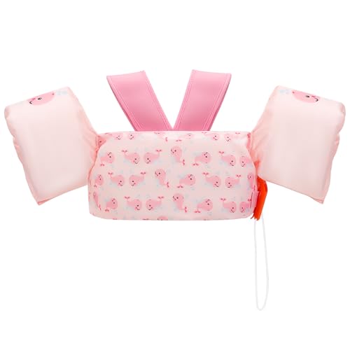 MoKo Kinder Schwimmflügel für Jungen Mädchen 9 bis 22,6 kg, Schwimmtraining Jacke Schwimmflügel mit Schnalle, Cartoon Schwimmende Badeanzug Schwimmjacke, Rosa Whale