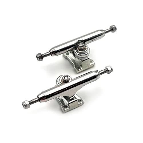 SPITBOARDS 32mm Fingerboard Pro Trucks by, Real Lock-Nuts, Single Axis, Kingpins, Rubber O-Ring Urethane Bushings, Optimized Hanger, Width 32 mm for Fingerboard Tuning & Assembling (Chrome Silver)