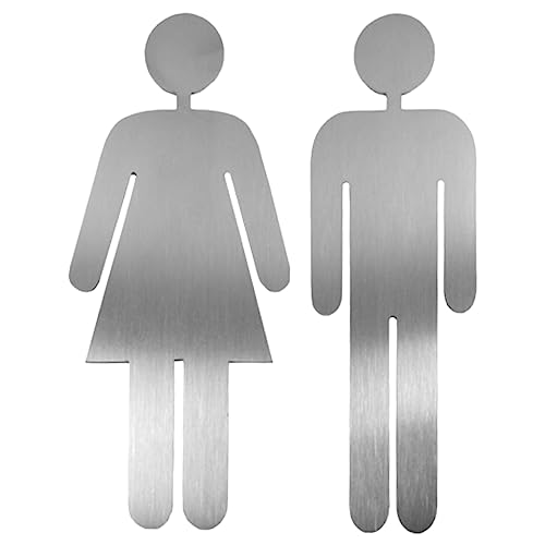 CAXUSD 1 Paar Toiletten-identifikationsschild Das Büroschild Bürozeichen Bürotürschild Männer Hände Waschen Und Sagen Typenschild Der Toilette Unisex Braille Kleines Badezimmer Silber-