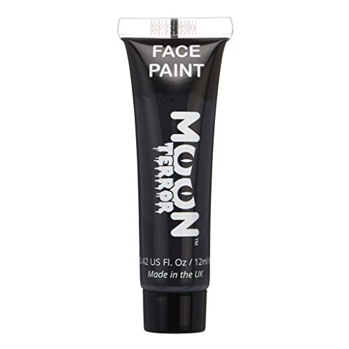 Moon Terror Halloween-Gesichtsfarbe, Körperfarbe, SFX-Make-up, Spezialeffekt-Make-up (Mitternachtsschwarz, 12 ml (1 Stück))