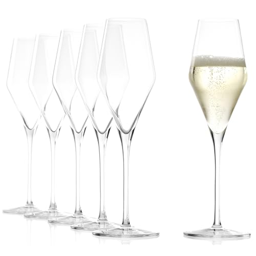 Stölzle Lausitz Champagner Gläser Quatrophil 6er-Set 290ml – Eleganter Champagnerkelch ideal für Sekt & Prosecco – Hochwertige Kristall Sektgläser aus deutscher Herstellung – Spülmaschinen- & Stoßfest