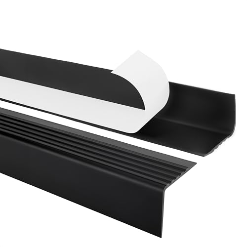 Quest Treppenkantenprofil Selbstklebend PVC Kunststoff Treppen-Kantenschutz 50x42mm, schwarz, 200cm