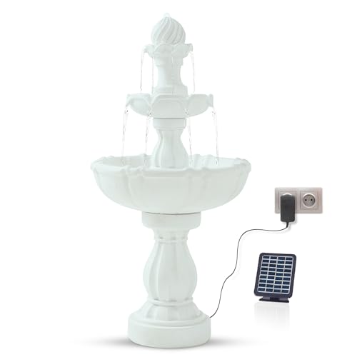 Bloomida Solar gartenbrunnen | Solarbrunnen mit LED I Balkon/Gartenbrunnen Solar Zierbrunnen, Vogeltränke Innen & Außen I Outdoor Kaskaden Brunnen Wasserbrunnen Garten