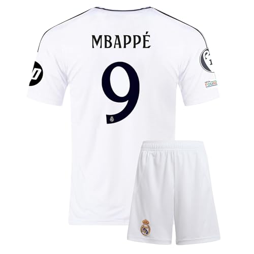 IHIMI Madrid Kinder Trikot No #9 Mbappe, Heim Fußballtrikot, Trikot für Kinder Special Neue Saison, Sporttrikot, Fußball-Trainingstrikots, Kinder Trikot Mit Kurz (140-Mbappe)