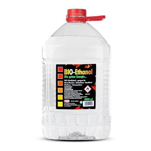 5 Liter Bioethanol,96% Bio Alkohol, die grüne Energie, Kamin Ethanol