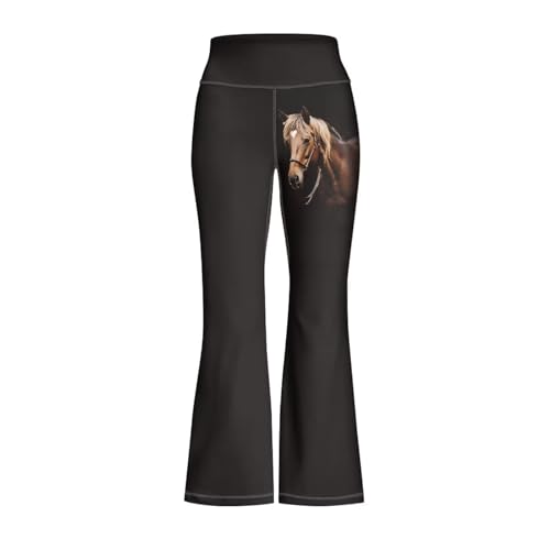 Pointodoor Yogahose mit hoher Taille, leger, lange ausgestellte Leggings, enge Jogginghose für 5–14 Mädchen, pferd, 9-10 Jahre