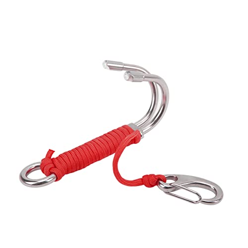 QANYEGN Tauchen Drifthaken Edelstahl, Tauchhaken Tauchen Doppel, Riffhaken Tauchen, Edelstahl Riffhaken mit Karabiner, Riff Drift Haken mit Schnur, Tauch-Drifthaken aus Edelstahl