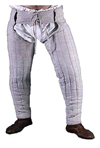 ITS Medieval Gambeson Legging Thick Padded Chausses Lower Under Gambeson Hauberk SCA Armor Legging for Costume by ITS Medieval, Weiss/opulenter Garten, XL