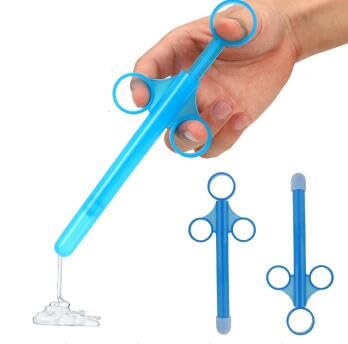 Schmiermittel Applicator,Wiederverwendbar Schmiermittel Spritze,Vagina Reinigungswerkzeuge,Schmiermittel Applicator,Anal Vagina Syringe Shooter mit Traktionsring und Fingergriff,Blau,2pcs