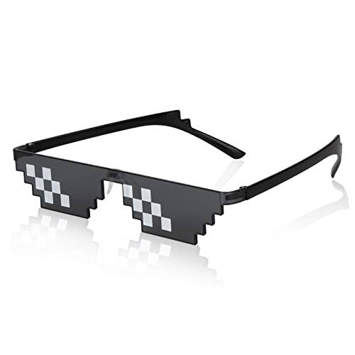 Heveer Mosaik Sonnenbrille Coole Brille 8 Bit Pixel Sonnenbrille für Männer Frauen Kinder Foto Requisiten Party Dekoration Schwarz