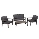 Garnitur HWC-L64, Gartenlounge Gartengarnitur Lounge-Set Sitzgruppe Sofa, Metall - Polster grau