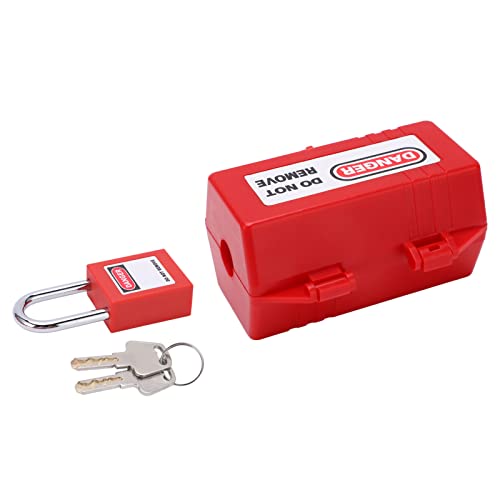 Stecker Lockern Einfach zu Transportieren mit Uneingeschränkt Resistaner Hülle für Klimaanlagen, Elektrostopfenschloss für Verschiedene Hausgeräte (Kleiner Schließkasten + 38-mm-Vorhängeschloss)
