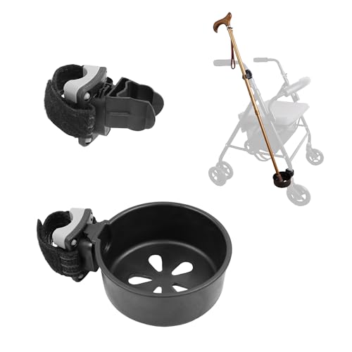 KMINA - Stockhalter für Rollator, Krückenhalter, Gehstockhalter, Gehstock Halterung für Rollator, Krückenhalter für Rollstuhl