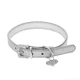 Verstellbares Hundehalsband mit Strass, PU-Leder, geeignet für kleine Hunde