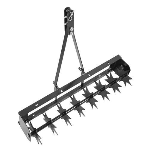gegeweeret Schleppbarer Rasenlüfter aus Eisen mit 45kg Tragkraft & 8 Spikes – Rostfreier Aerator für Rasentraktoren/ATV, 81cm Länge + 5cm Eindringtiefe (Schwarz)