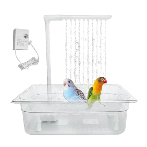 Mingchengheng Vogel Badehaus Badewanne - Wellensittich Badewanne, Automatische Vogelbrunnen, Multifunktionaler Vogeldusche Mit Mehreren Wasserhähnen, Papageien Badebox,32.5 x 26.4 x 30 cm