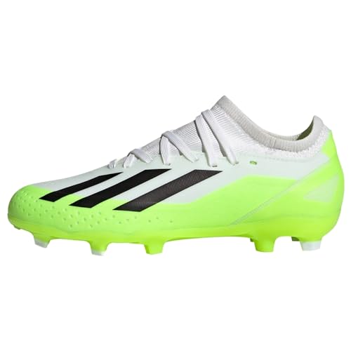 adidas X Crazyfast.3 Firm Ground Fußballschuhe (Fester Untergrund), FTWR White/core Black/Lucid Lemon, 38 2/3 EU