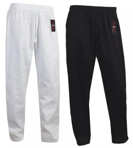 Vader Karate-Hose für Kinder und Erwachsene, Unisex, Kampfsport-Training, Wettkampf- und Turnierhose, Gi Polly Baumwollstoff, Kickboxen, Aikido-Kung-Fu-Hose, weiß, 4/170cm