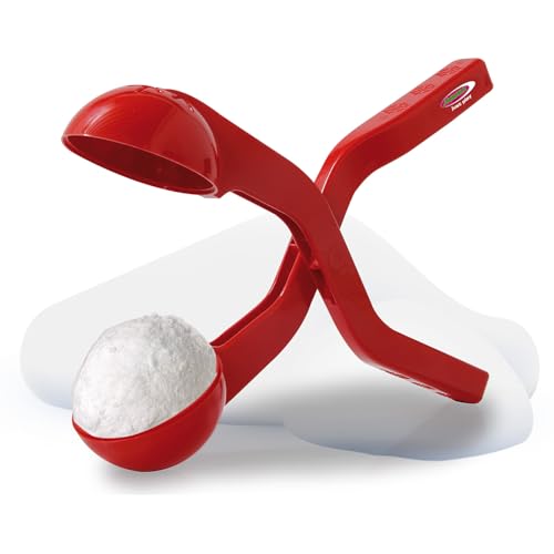 JAMARA 460394 - Snow Play Schneeballzange 38cm - Schneebälle (ca. 7 cm Durchmesser) in Sekunden formen, nie wieder kalte Hände, Schneebälle sind fluffig und nicht so hart wie die handgemachten, rot