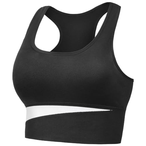 AUYAO Sport BH Damen Sport Bustier BH Ohne Buegel mit Polsterung Bustiers Racerback Push up Gepolstert Starker Halt Nahtloser Sports Bra Top Breite Schultergurte Soft Bra Fitness Laufen Yoga Joggen XL