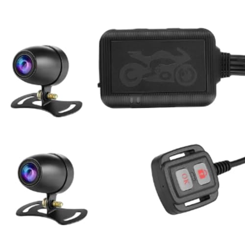Malloy Motorrad-Dashcam DVR 1080P 120 Grad Dual-Weitwinkel-wasserdichte Kamera Video-Recorder mit 24H-Parküberwachung, Einfach zu Bedienen und Langlebige Feine Verarbeitung