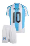 Mefstone Argentinien Kinder Trikot No 10 für Kinder, 2024 Football Trainings Kinder Trikot, Fußball-Trainingstrikots für Jungen, Komm mit Shorts (8-9Jahre,Blau,MES,152)