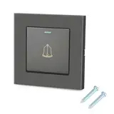 Klingeltaster 8,6 x 8,6cm, Türklingel Schalter Klingelknopf Außen Druckknopf Türklingel Schalter Türklingelschalter mit Schrauben 220~250V Klingeltaster Klingeltaster Unterputzmontage Home (Grau)