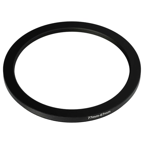 vhbw Step-Down-Ring Adapter von 77 mm auf 67 mm für Kamera Objektiv - Filteradapter, Metall, Schwarz