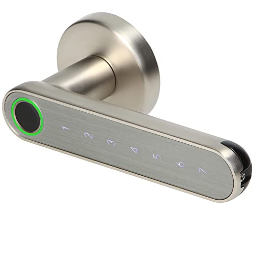 Miratic Elektronisches Türschloss mit Touch-Tastatur und Smart-Funktion - Fingerabdruckleser, Bluetooth 4.0 (Nickel)