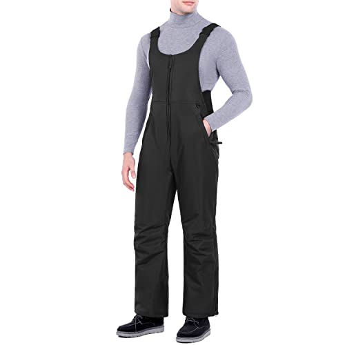 Sportneer Herren Isolierte Schneelätzchen Overalls Winter Ski Lätzchen für Männer Schwarz